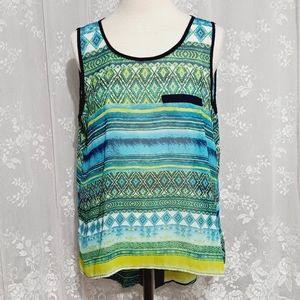 By & By - Sleeveless Dressy Printed Flowy Top